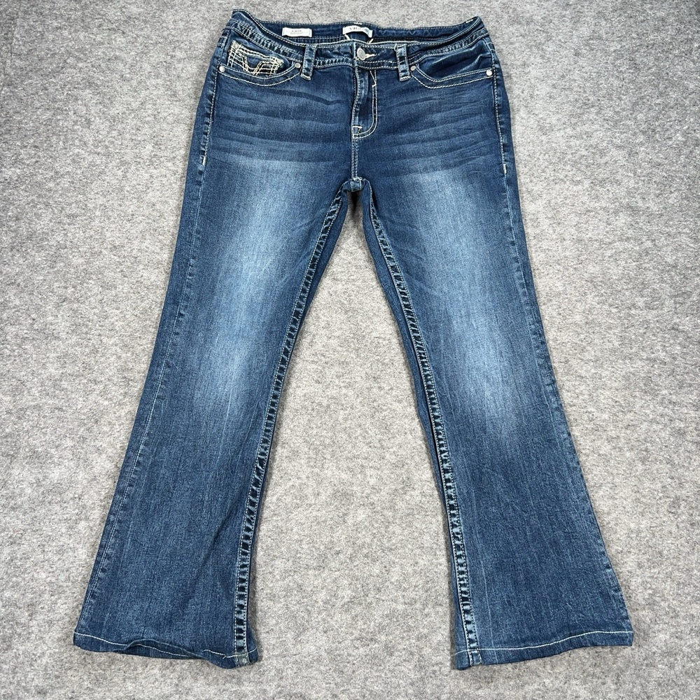 Vigoss Jeans Womens 32 Kendra Boot Cut Stretch Embroidered Medium Wash Denim